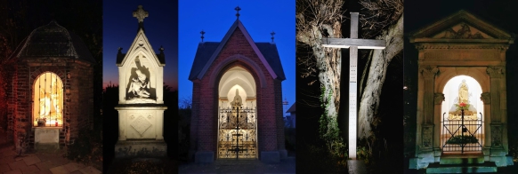 vL: Ölberg-Kapellchen am Westtor | Hof Kleikamp Hoetmarer Str. , Rinkhöven | Herz-Jesu-Kapelle am Osttor | Femekreuz am Ahlener Damm | Lazarus-Kapelle am Nordtor